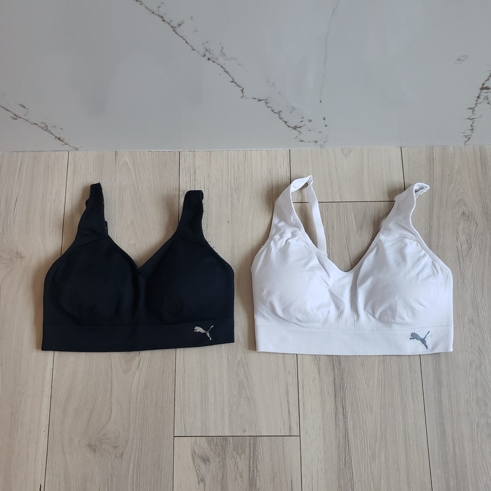 Puma Women's Dual Pack Black and White Sports Bras